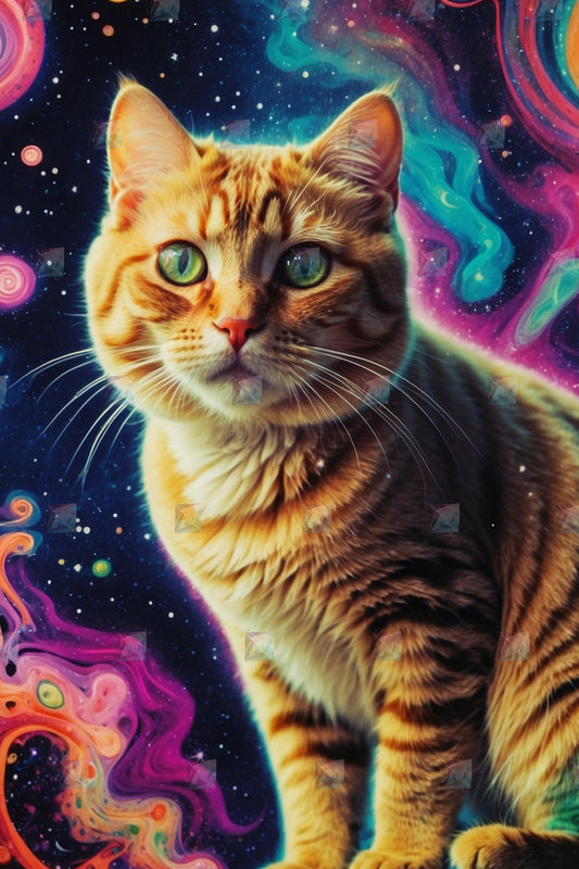 Katzenzauber im farbenfrohen Weltraumwunderland